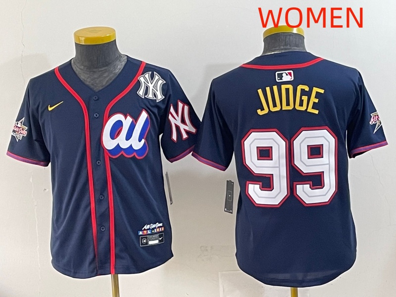 Women 2025 New York Yankees #99 Judge Drak Blue All star Blank Blue Nike MLB Jersey style 8